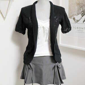 Black Short Sleeve Crochet Cardigan 🖤